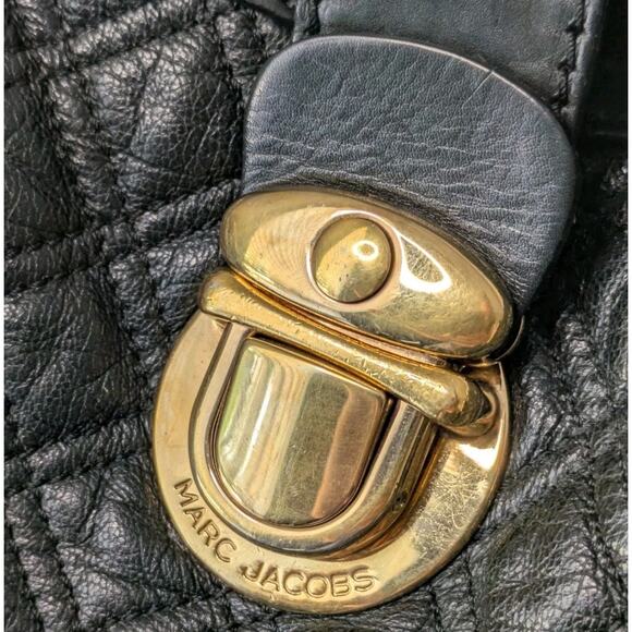Vintage Marc Jacobs Italy Calfskin Leather Quilted Ursula Tote Shoulder Bag Y2K - Picture 6 of 16